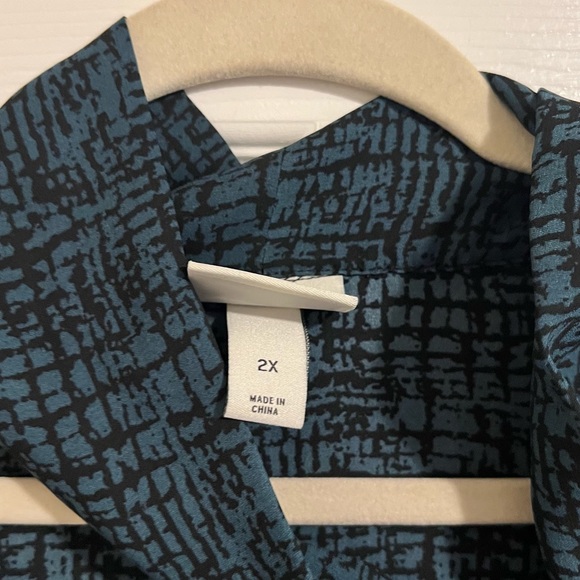 Dark hunter green top with bow tie at neck - Picture 3 of 6